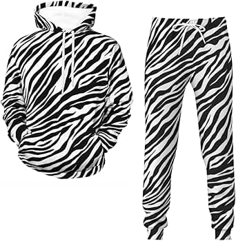 Amazon | [WUZY] メンズ パーカー ゼブラ柄 上下2点セット パーカー